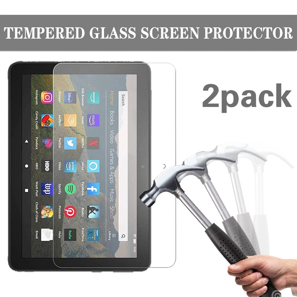 2 Pack Tempered Glass Screen Protector For Amazon Fire 7/HD 8/HD10/8 10 Plus/Max - Image 1 of 4