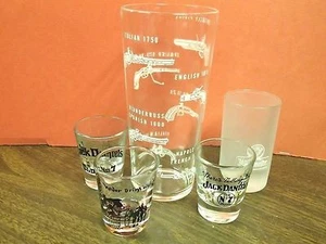 Mixed Lot Shot and Drinking Glasses-5 pieces- Jack Daniels, Jagermeister, etc.  - Picture 1 of 5