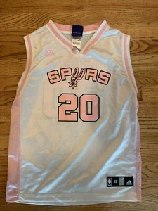 Women’s Adidas San Antonio Spurs Manu Ginobili White Pink Basketball Jersey XL - Picture 1 of 3