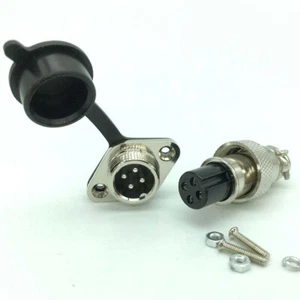 2 set GX12 Aviation Plug 4 Pin Male Female Panel Cable Connector With dust cover - Picture 1 of 8