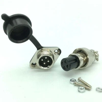 2 set GX12 Aviation Plug 4 Pin Male Female Panel Cable Connector With dust cover - Image 1 of 4