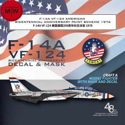 F-14A VF-124 American Bicentennial Anniversary Decal Mask for Tamiya 61114/G.W.H - Image 1 of 3