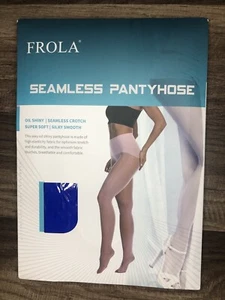 Frola Oil Shiny Stockings Pantyhose Seamless Crotch High Waist Smooth Tights Q2 - Picture 1 of 4