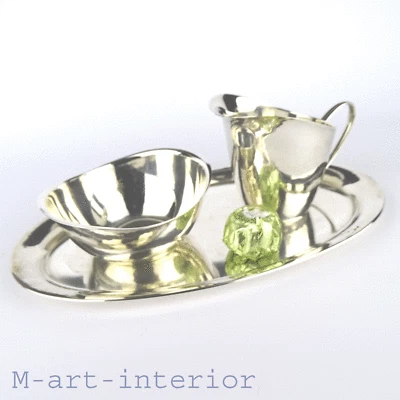 WMF 3 tlg. Rahm-Service mit Tablett, Silver Plated, Wolfgang von Wersin um 1950 - Bild 1 von 4