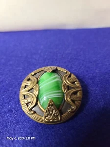 Stunning Vintage Round With Oval Art Glass Button Statement Piece - Picture 1 of 7