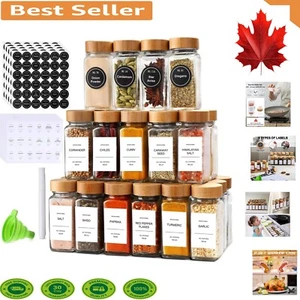 24Pcs 4oz Glass Spice Jars Set with Bamboo Lids and Labels - Kitchen Storage ... - Bild 1 von 9