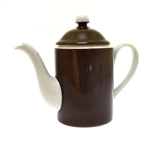 Fitz and Floyd Rondelet Dark Brown Coffee Pot 6 Cup Brown White - Picture 1 of 5