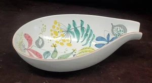 1940s Stig Lindberg Floral Pottery Bowl Gustavsberg, MCM Faience Earthenware/EUC - Picture 1 of 17