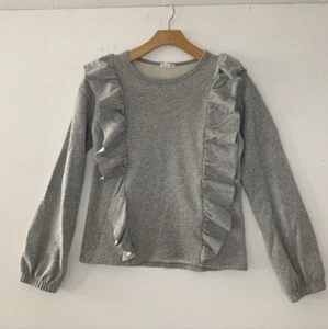 J.CREW CREWCUTS GIRLS GRAY LONG SLEEVE CREWNECK RUFFLE TRIM SWEATSHIRT Sz 14 - Picture 1 of 7