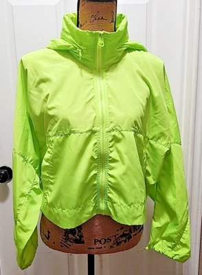 Zara USA Inc Small Womens Neon Green Packable Raincoat Belt Bag NWOT Cinch Cuffs - Image 1 of 4