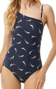 544 MICHAEL Michael Kors logo Shoulder One Piece Swimsuit NEW NAVY sz 6 - Picture 1 of 2