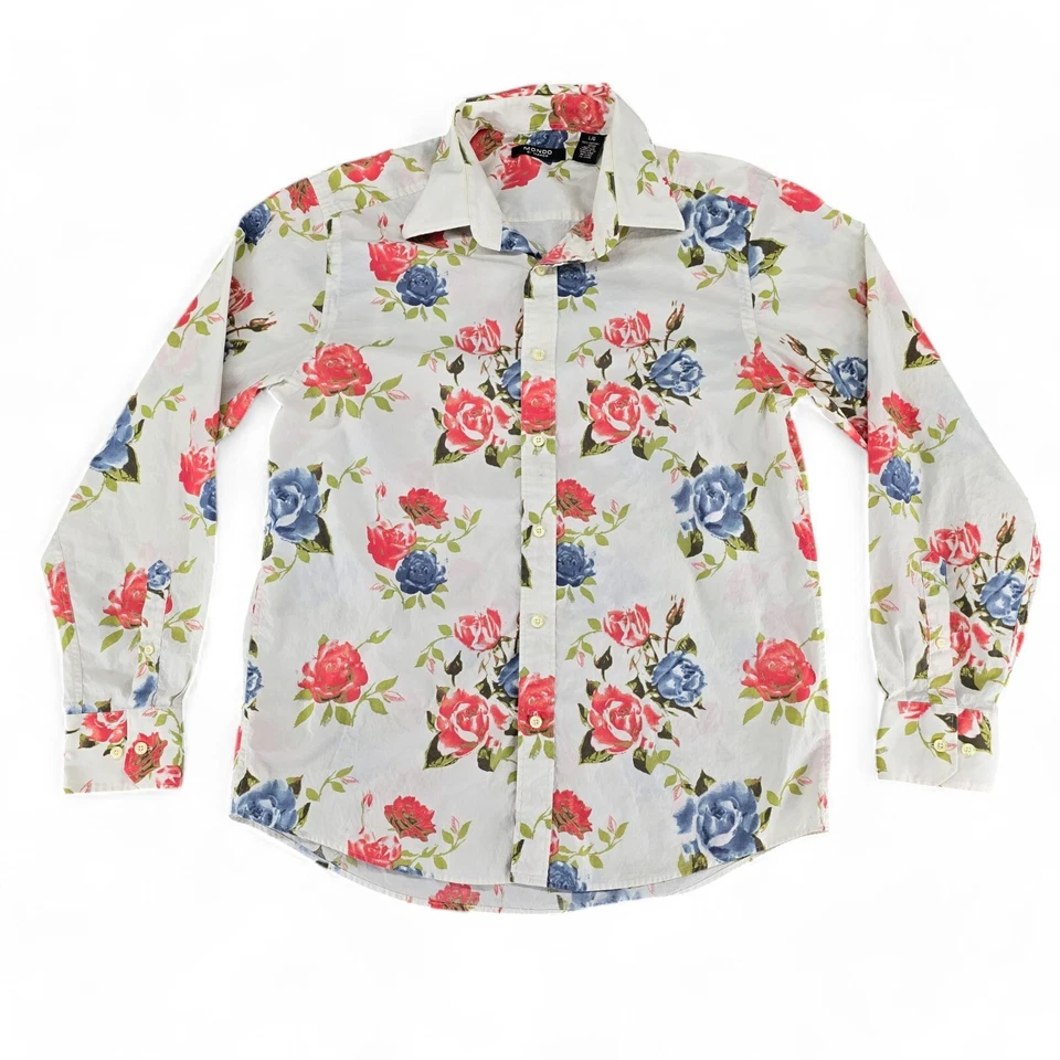 Camisa social masculina Mondo Di Marco grande floral manga longa Preppy - Imagem 1 de 4
