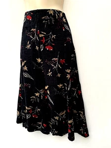 Classic Skirt Midi black floral textured size UK 14 FLOCKED VELVET RRP £35 - Picture 1 of 4