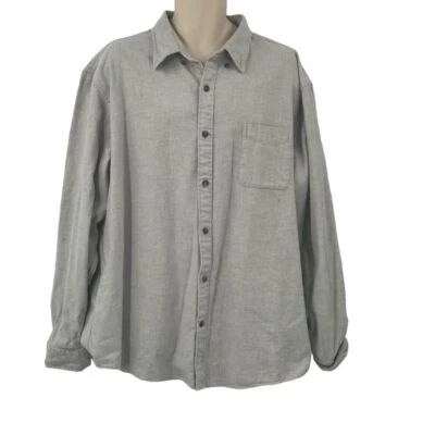 Lands' End Men's Long Sleeve Traditional Button-Down Flannel Shirt Gray Size XXL - Image 1 of 4