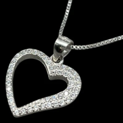 COLLANA DONNA CUORE ARGENTO 925 FIRMATA GIOJA MAGLIA LACCETTO VENEZIANA CIONDOLO - Immagine 1 di 4