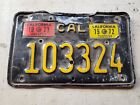 Vintage California Motorcycle License Plate 1973 STICKER, black + yellow 103324