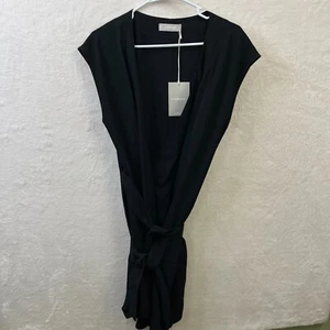 Everlane Womens Dress Black 10 The Japanese GoWeave Short-Sleeve Mini Wrap - Picture 1 of 6