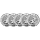 2023 Great Britain Silver Britannia £2 - 1 oz - BU - Five 5 Coins