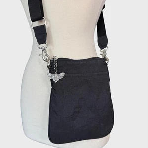 Vintage y2K Black Goth Crossbody Bag with Moth Charm Death's Head Moth Charm - Picture 1 of 7