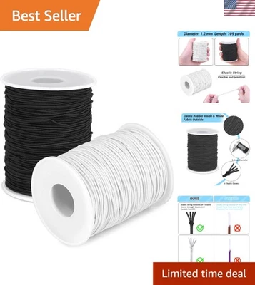 Paquete de 2 cuerdas elásticas elásticas de 1,5 mm para joyería y abalorios - blanco y negro Foto 1 de 4