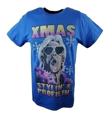 Camiseta azul Ric Flair Xmas Stylin and Profilin WWE para hombre Foto 1 de 3