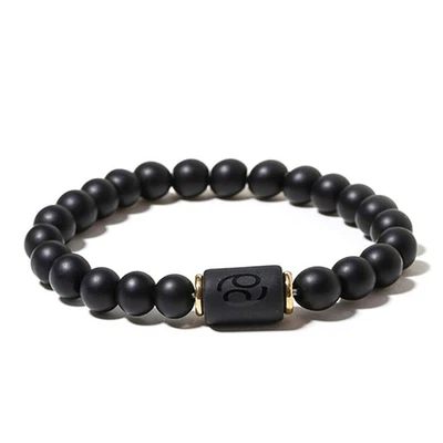 Zense - Pulsera elástica negra del zodiaco de cáncer para hombre con cuentas de ónix ZB0384 Foto 1 de 4