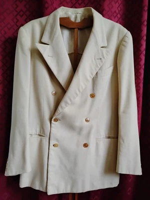 Original Vintage 1930s 40s Double Breasted Wool Tuxedo men jacket, size S/M Foto 1 de 4