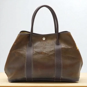 AUTH HERMES Garden party PM Bag Shoulder Bag Tote Bag Dark Brown Amazonia Gstamp - Picture 1 of 9