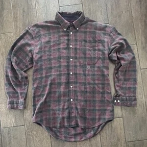 Vintage 90s Duck Head Flannel Shirt Large Mens Button Down Plaid Embroider Logo - Picture 1 of 5