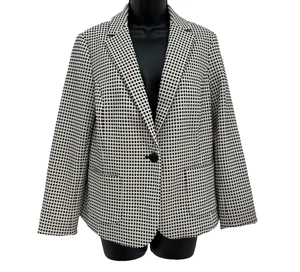 Talbots Blazer Damen Größe M schwarz/weiß kariert gefüttert Taschen Einknopf - Bild 1 von 17