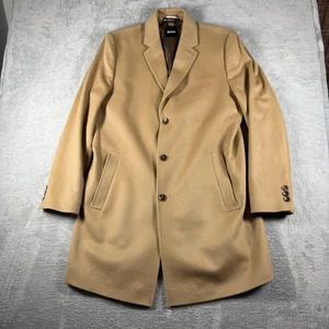 BOSS Coat Mens 46R Camel Brown Overcoat Topcoat Classic Winter Made Portugal - Picture 1 of 16