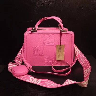 NWT Steve Madden Bright Pink BMATEO Top Handle Satchel Crossbody Bag DT622130 - Image 1 of 4