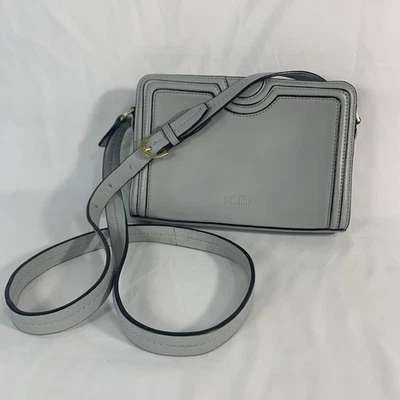 Kate Spade Saturday 灰色钱包斜挎包可调节肩带皮革阅读 GUC — 第 1/4 张图片