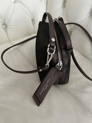 Mini Bandolera Gianni Chiarini Gamuza - Hecho en Italia - Negro/Bronce - Nuevo Foto 1 de 4
