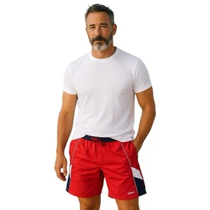 Brugi Red White Blue Striped Stretch Swim Pool Beach Board Shorts Size Small - Picture 1 of 6