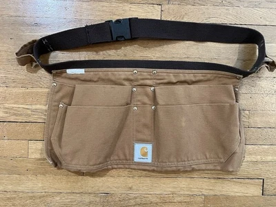 Vtg Carhartt Tool Belt Pouch A09 Duck Canvas Half Apron Brown USA Adjustable 38 - Image 1 of 4
