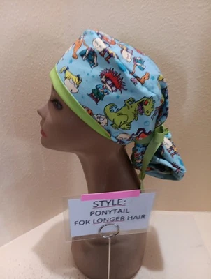 Rugrats Packed Women's Ponytail Surgical Scrub Hat/Cap Handmade - Image 1 of 4