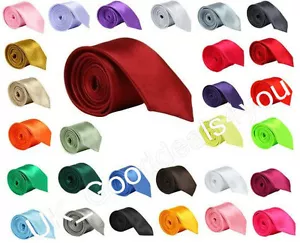 Mens Slim Skinny Wedding Solid Plain Satin Silky Tie Necktie Sage Mint Peach - Picture 1 of 41