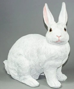 White Rabbit Urn Bunny Memorial Sculpture Pet Grave Decor Funeral Figurine Large - Picture 1 of 6