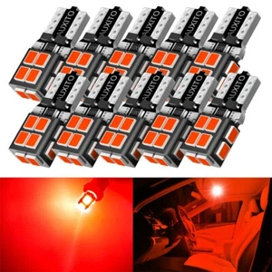 10Pcs AUXITO Red T10 194 W5W Wedge 168 LED Dome Door Map Interior Light Bulbs - Picture 1 of 13