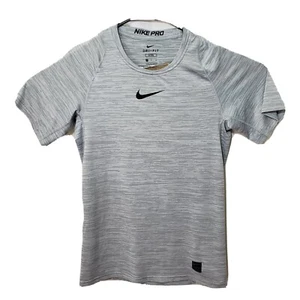 Nike Pro Dri-Fit Mens Activewear Shirt Size Small Gray Short Sleeve Marble - Picture 1 of 8