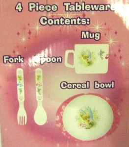 Disney Tinkerbell Mealtime Dinnerware Set Includes Bowl,Mug, & Flatware-New! - Picture 1 of 2