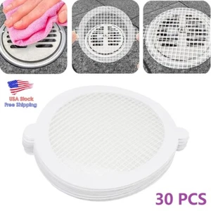 30PCS Disposable Floor Drain Bathroom Drain Hairpin Mesh Sewer Filter Sticker US - Picture 1 of 17