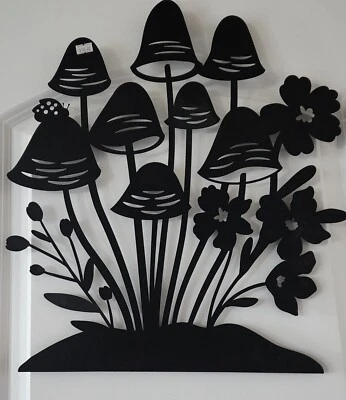 Metal Negro 8 Setas Ladybug Flores Colgante de Pared Interior Exterior Nuevo Con Etiqueta Foto 1 de 4