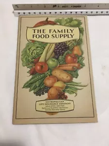 Folleto The Family Food Supply 1934 seguro de vida metropolitano excelente estado - Imagen 1 de 11
