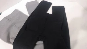 Women's Joyspun 2 Pair Control Top Leggings  Black Gray M 7/8 - Picture 1 of 5