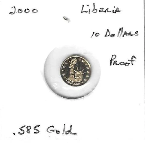 WORLD COINS - LIBERIA - 2000 - 10 DOLLARS - .585 GOLD - PROOF UNCIRCULATED Cover