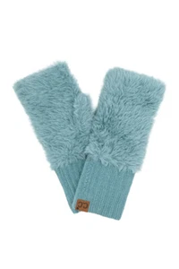 C.C Exclusive Women's Winter Solid Color Soft Fur Fingerless Gloves - Picture 1 of 10