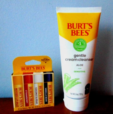 Burts Bees нежный крем очищающее средство алоэ для чувствительной кожи с 4 бальзамами для губ новый E - Изображение 1 из 4