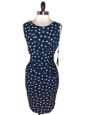 NEW ADRIANNA PAPELL Size 14 Sheath Dress Blue White Purple Floral Sleeveless - Image 1 of 4